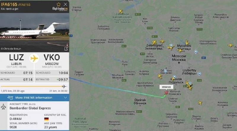 Попри заборону в Москву прилетів літак із Любліна. Стало відомо хто міг бути на борту ФОТО